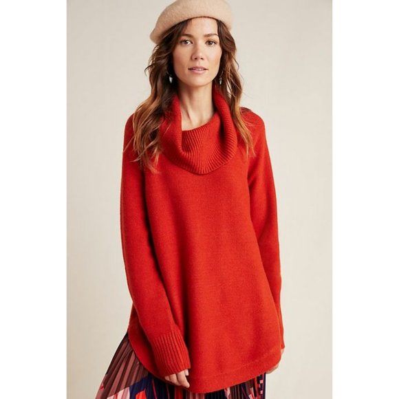 Anthropologie Sweaters | Anthropologie Georgia Cowl Neck Tunic Sweater | Color: Orange/Red | Size: Xs | Cocoslasttouch's Closet